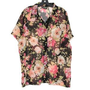 Vintage Top Y2K Whimsigoth Boho Cottage Romantic Fairy Grunge Button Floral 3X